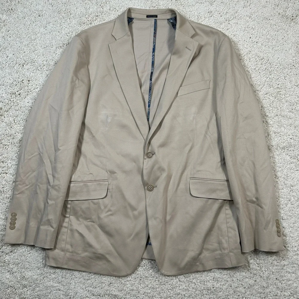 JOE Joseph Abboud Blazer 46R Tan Stretch Cotton Blend Unconstructed Sport Coat